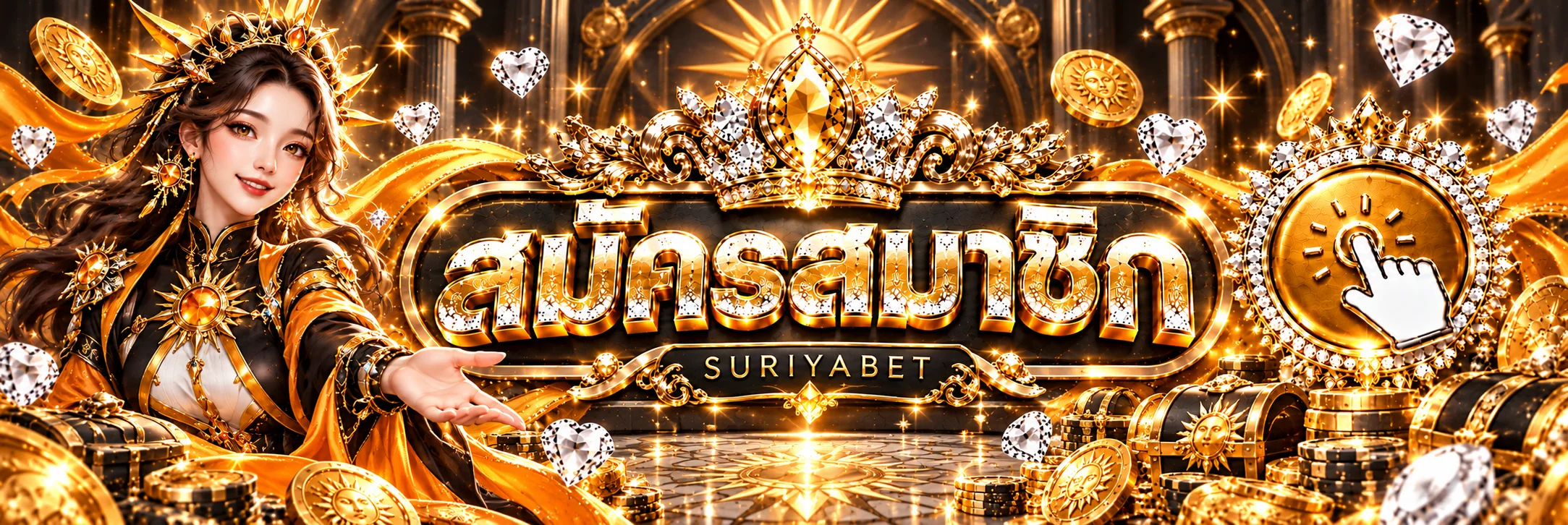 ปุ่มสมัครและทางเข้า SURIYABET บนโดเมนหลัก